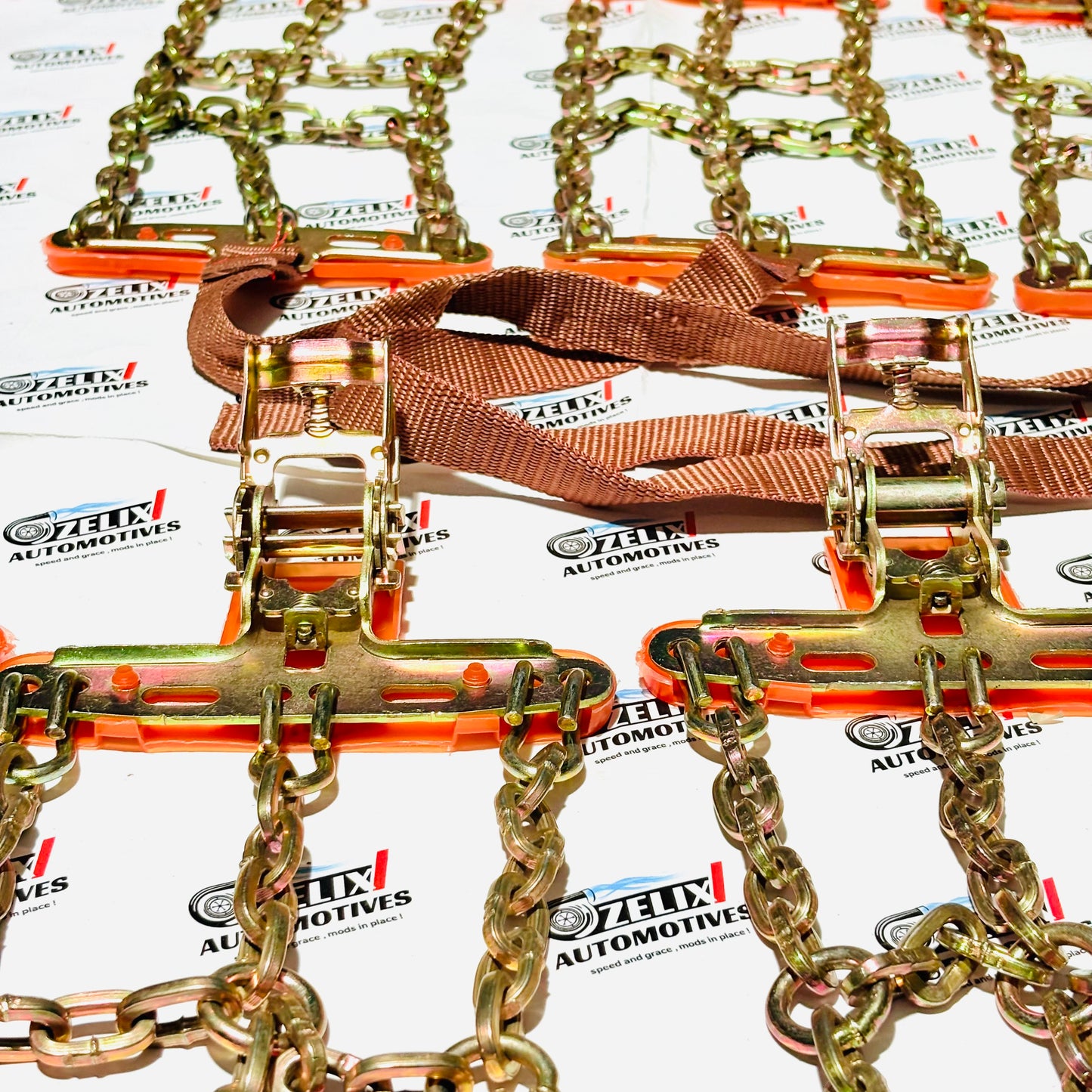 Tire Chains Set of-8 Anti-Skid Snow and Mud Grip | Heavy-Duty Universal Fit