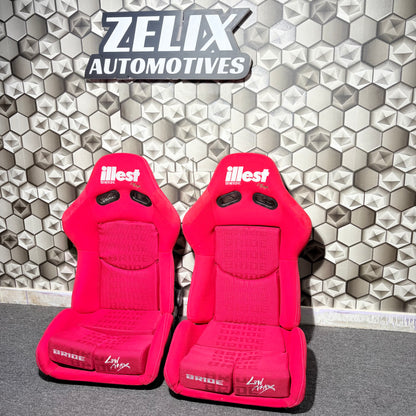 Bride illest Low Max Edition Racing Bucket Seats | Premium Sporty Red color Finish