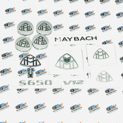 Maybach Complete Logo Kit | Includes Wheel Caps, Bonnet Emblem, Pillar Badges & Rear Logo (Premium Set)
