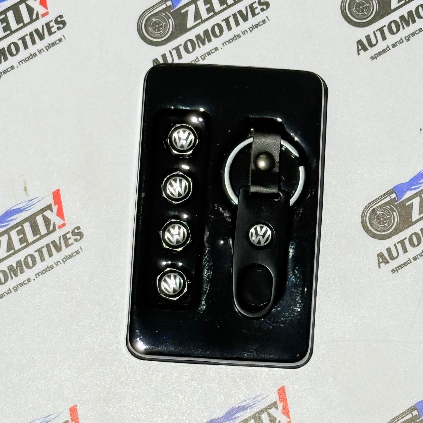 Air Valve Caps Set of 4 with Keychain | Brand Logo Design