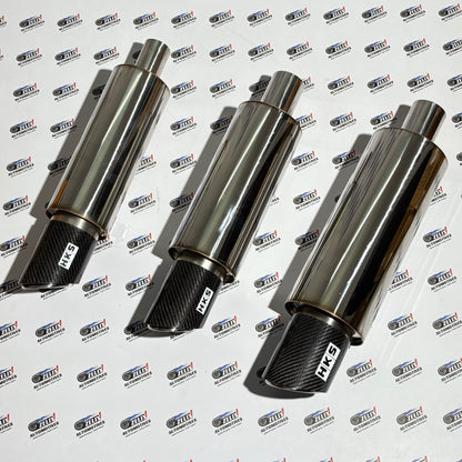 HKS JASMA  End Can Free Flow Exhaust Muffler | Glossy Carbon Tip | Multiple Sizes