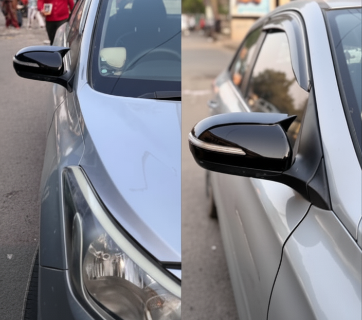 Hyundai i20 Elite Batman-Style Mirror Caps | Premium Glossy Black (Fits 2014–2019 Models)
