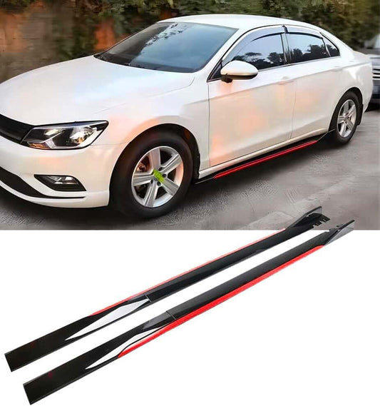 Universal Side Skirt Extensions (240 cm) | Gloss Black with Red Accent