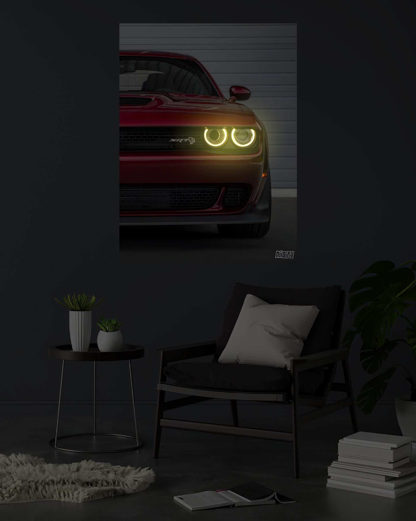 Dodge LED Car Poster | Lightning Frame | Portrait Wall Art