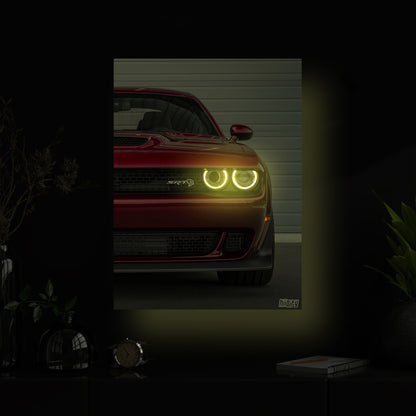 Dodge LED Car Poster | Lightning Frame | Portrait Wall Art