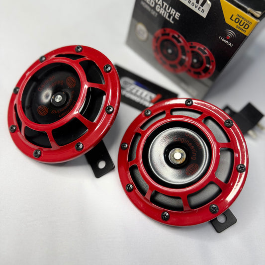 Hella Red Grill Super Tone Horn Set