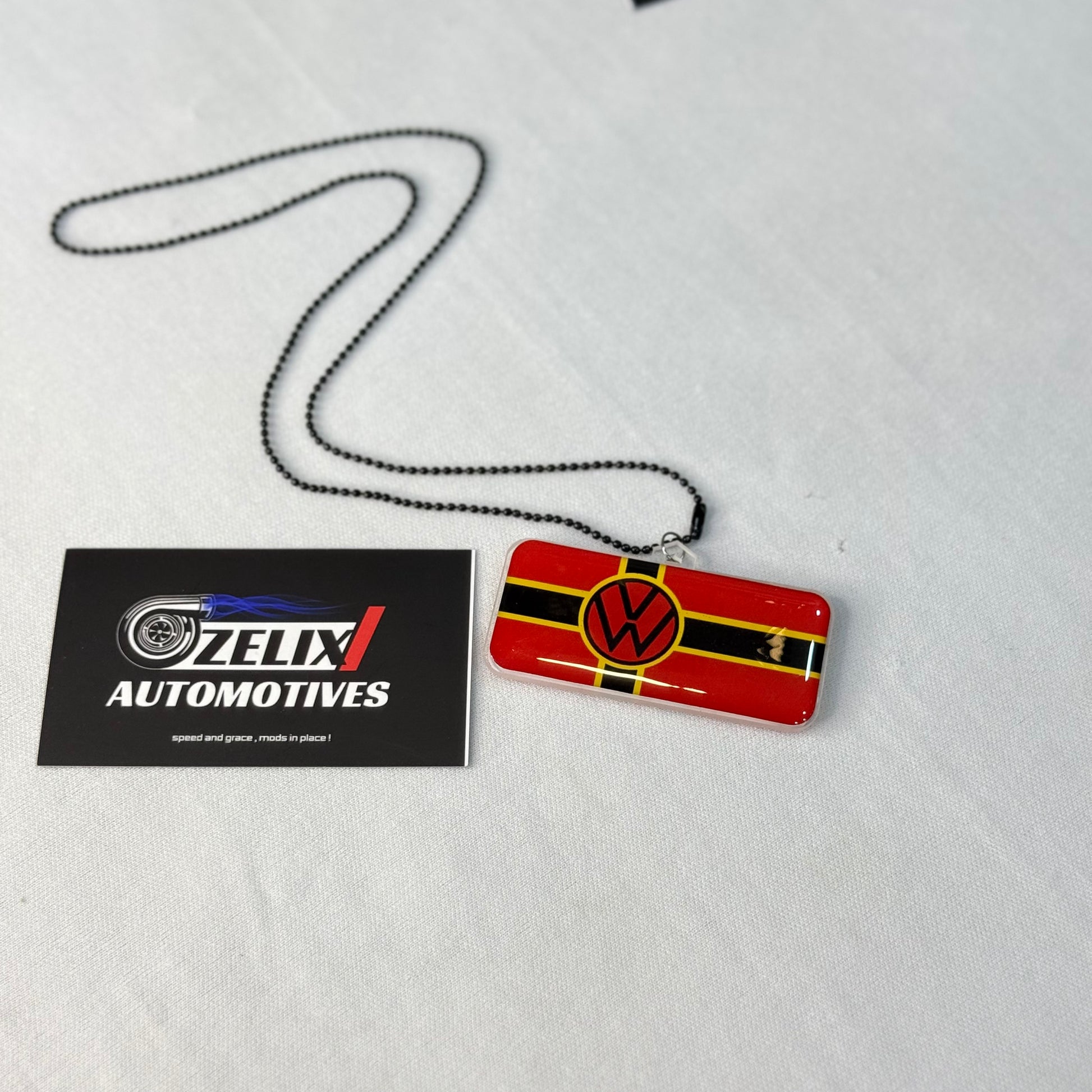 VW printed car mirror hanging