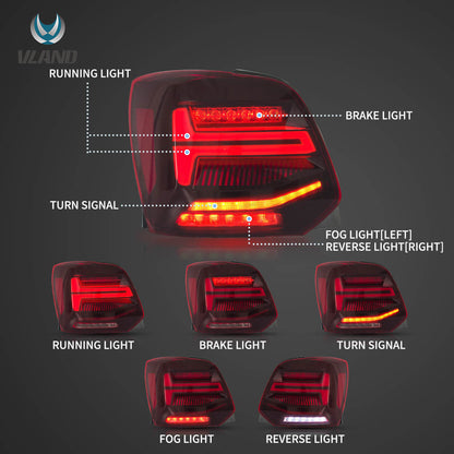 Volkswagen Polo Audi-Q2 Style LED Tail Lights | Aftermarket