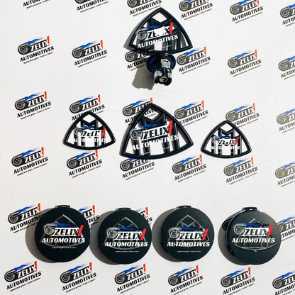 Complete Emblem Kit Compatible With Mercedes-Maybach  | Wheel Caps, Hood Logo & Fender Badges