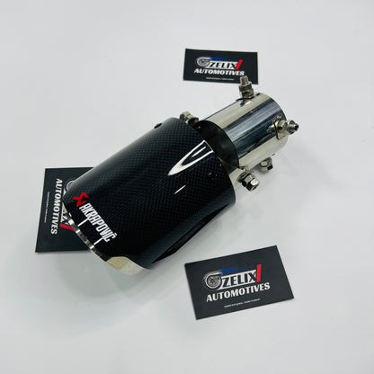  Side angle view of Akrapovic adjustable tip showing mounting mechanism