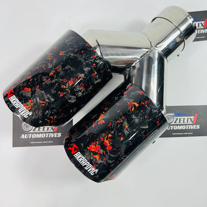 Akrapovic red forged carbon dual exhaust tips