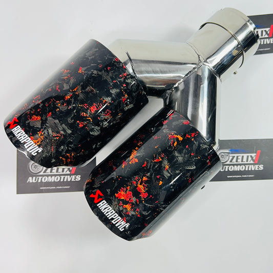 Akrapovic red forged carbon dual exhaust tips