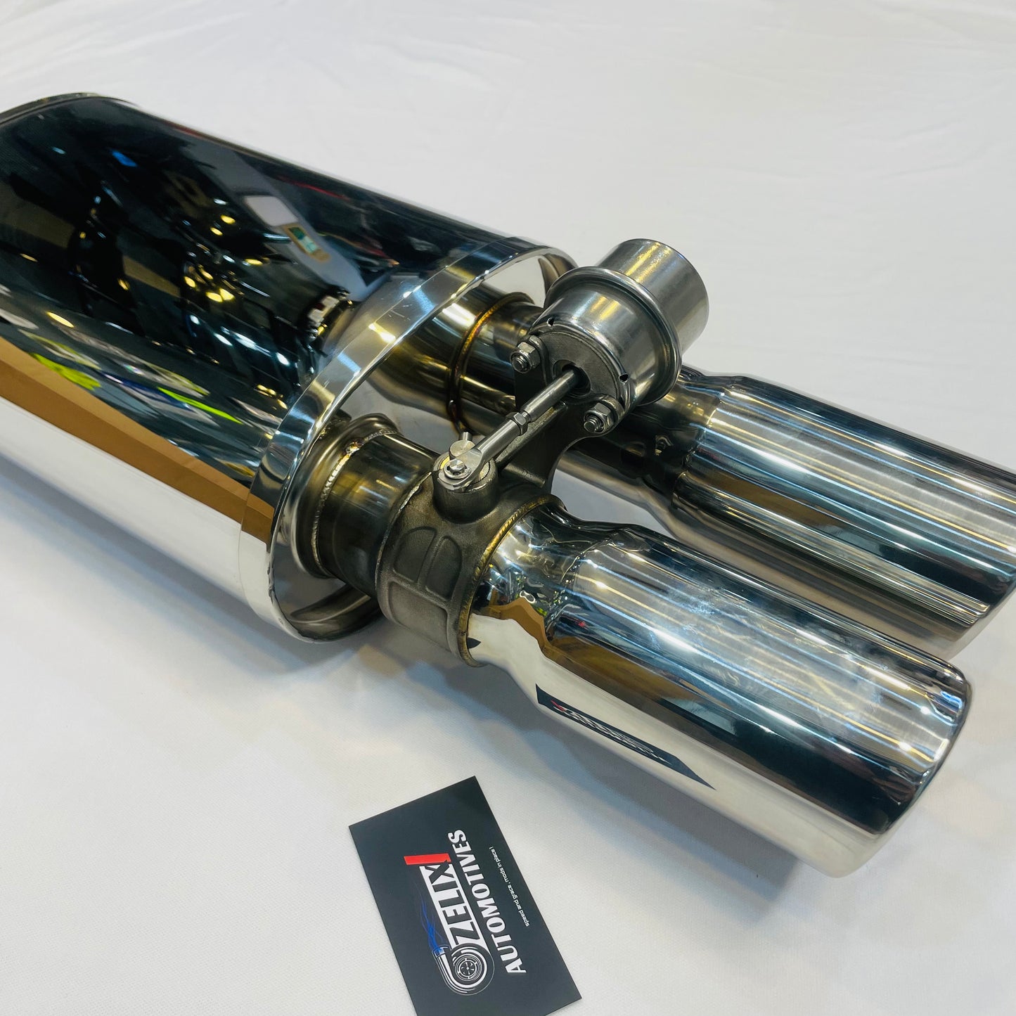 Borla Valvetronic dual exhaust tips installed on car