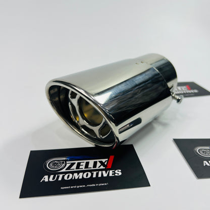 Close-up of chrome HKS single exhaust tip