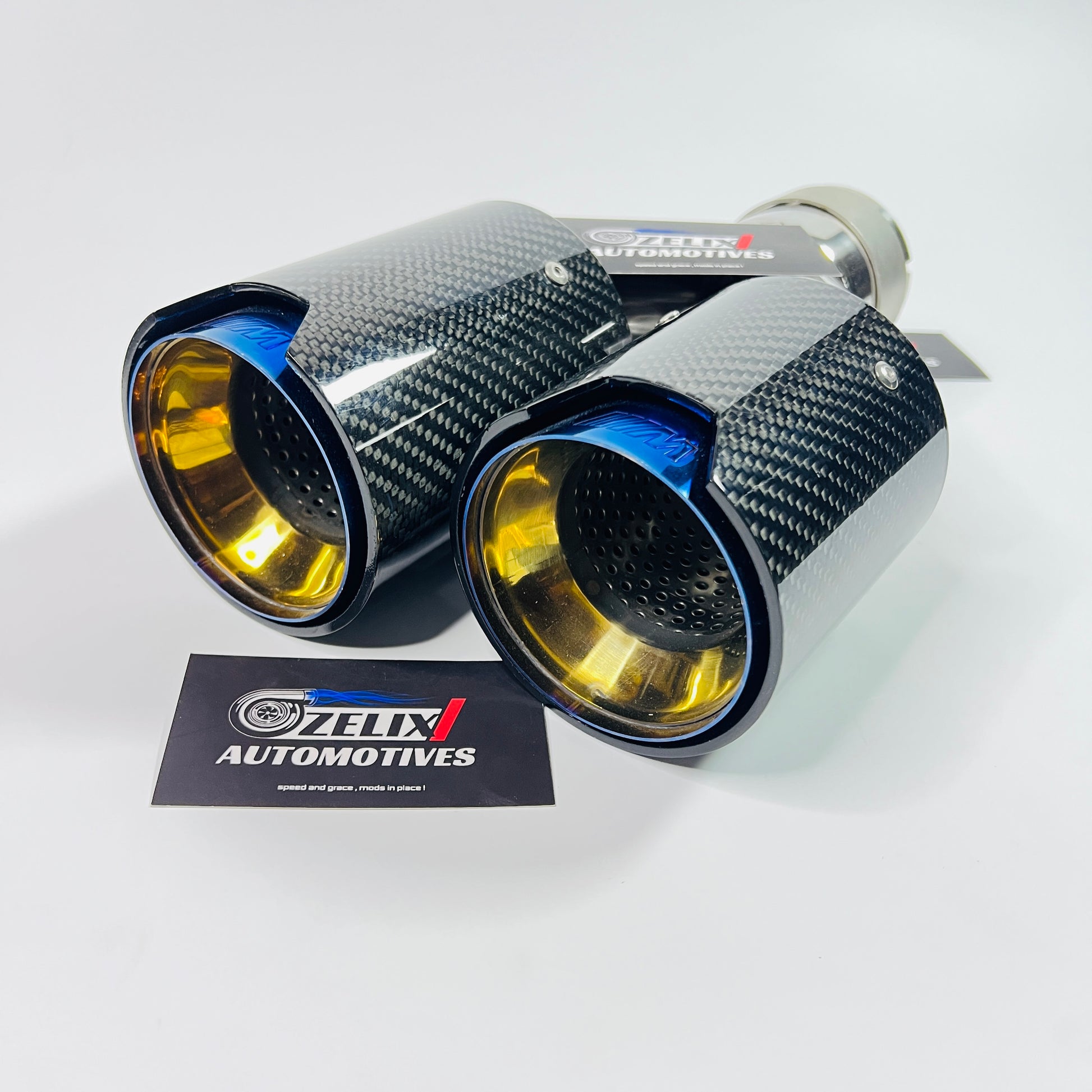 Side view of M Style dual tip exhaust showing inlet