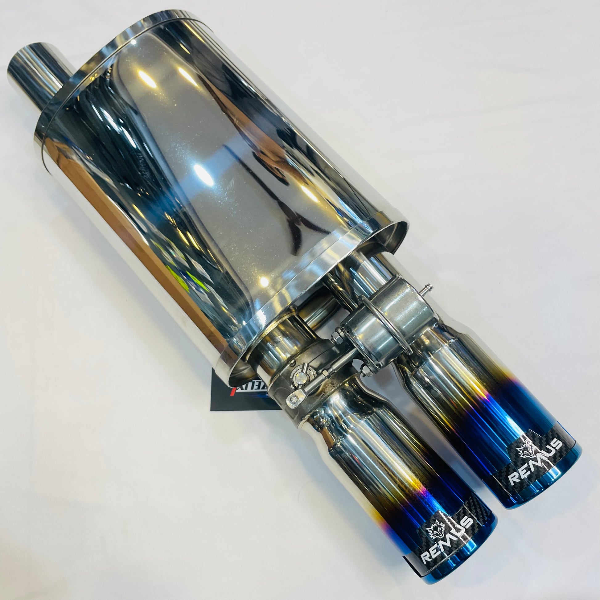 Remus Valvetronic dual-tip exhaust with burnt carbon titanium finish