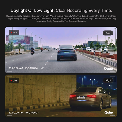 Qubo Smart Dashcam Pro-Series | Premium 2K Quad-HD Car Dash Camera