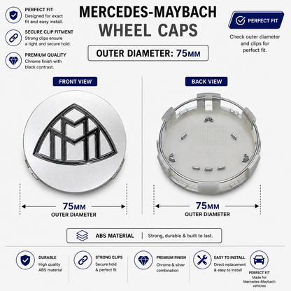 Mercedes-Maybach Wheel Caps | Outer Diameter 75-mm