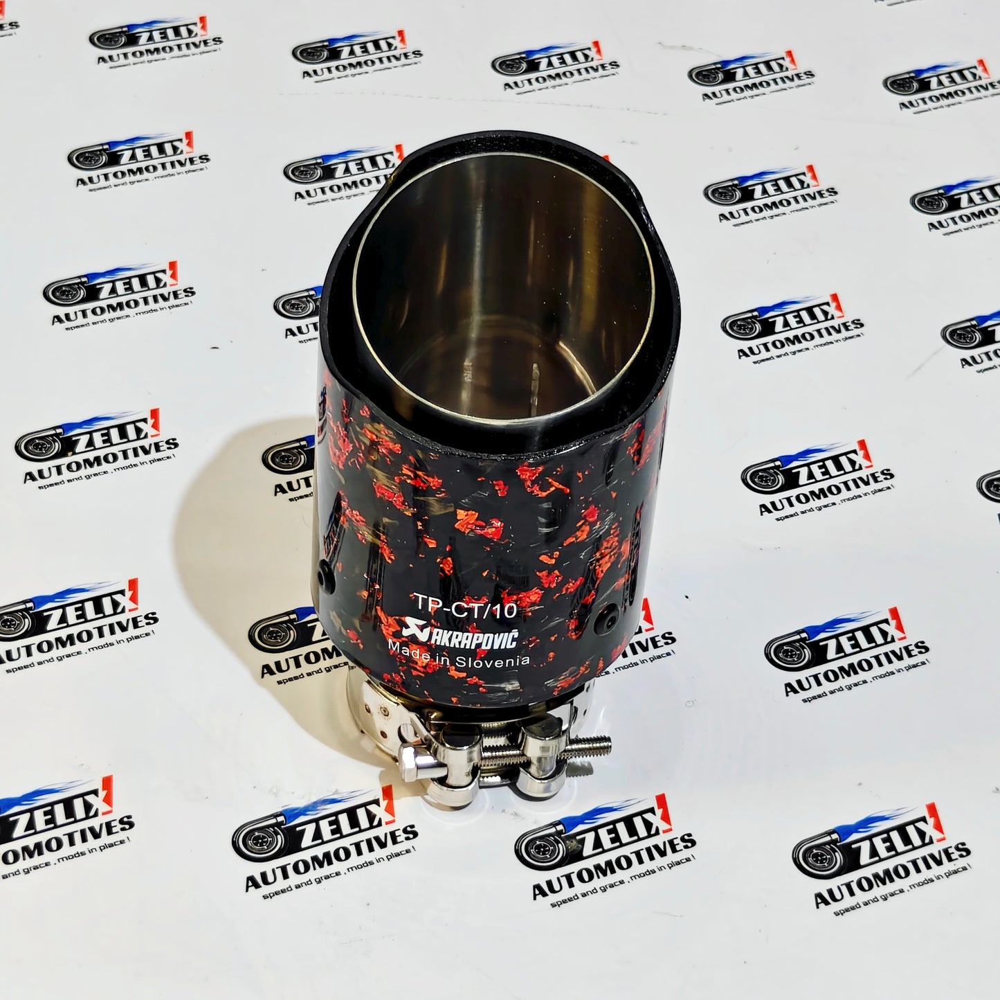 Akrapovic Exhaust Tip | Red Forged Carbon Single Tip