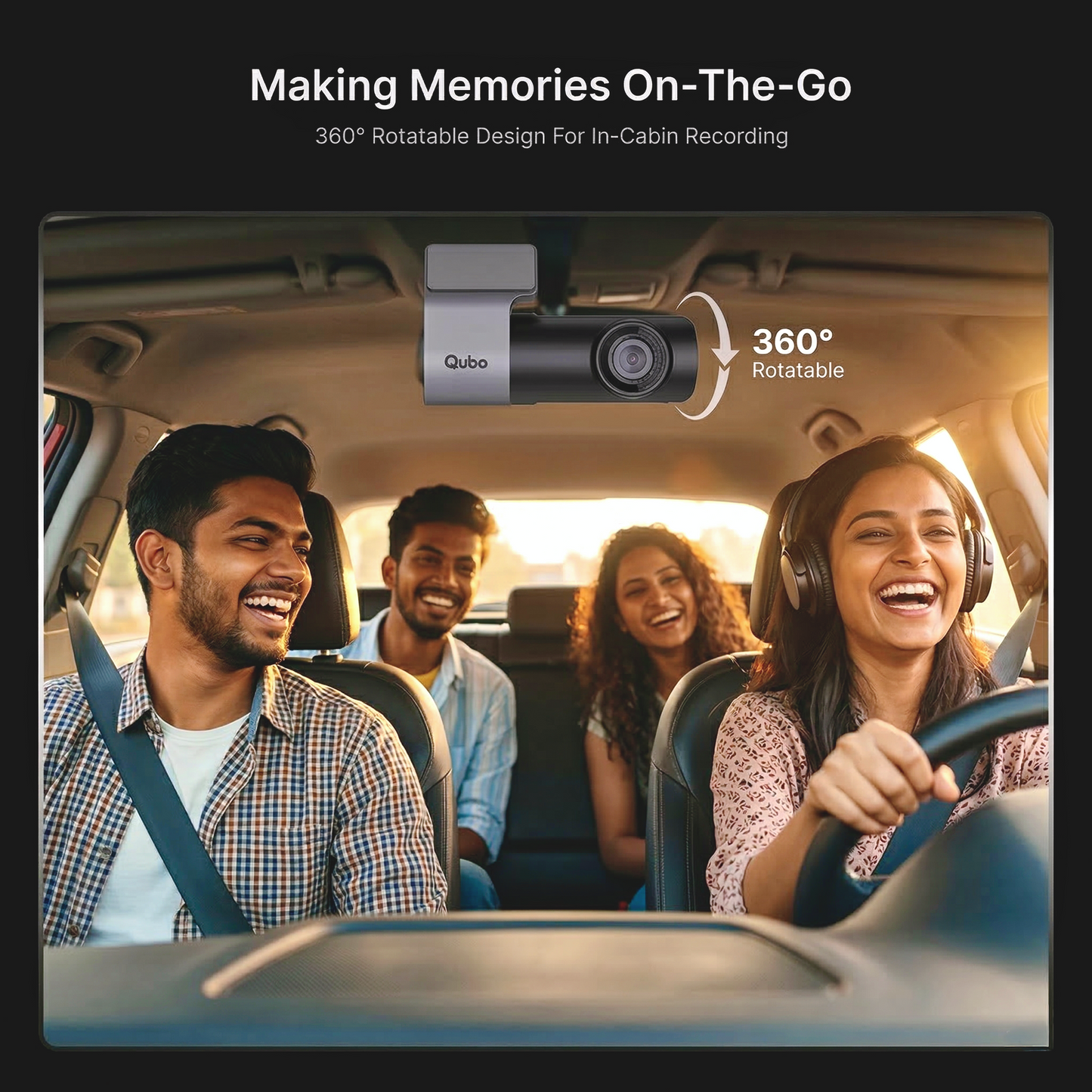 Qubo Smart Dashcam Pro-Series | Premium 2K Quad-HD Car Dash Camera