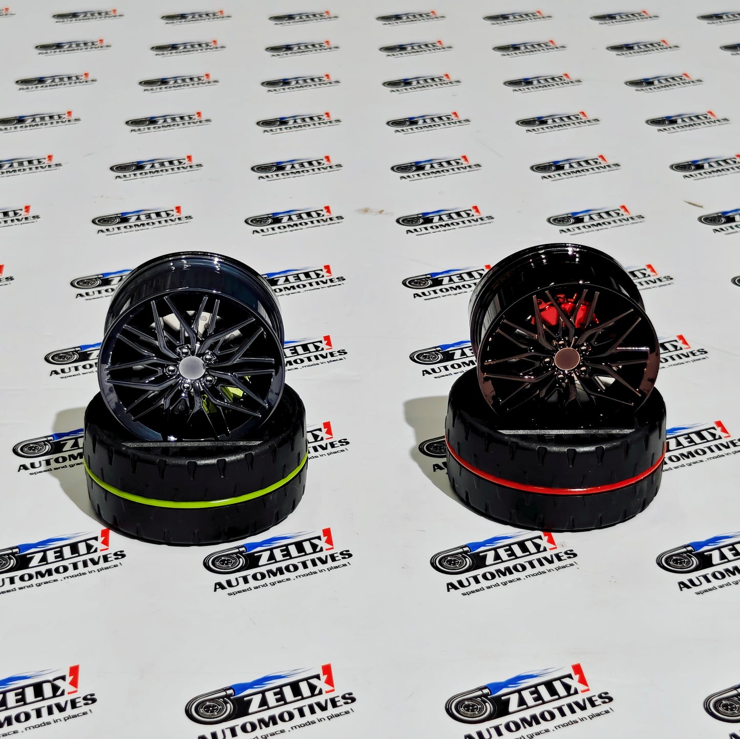 Solar Alloy Wheel Car Air Freshener – Rotating Dashboard Perfume