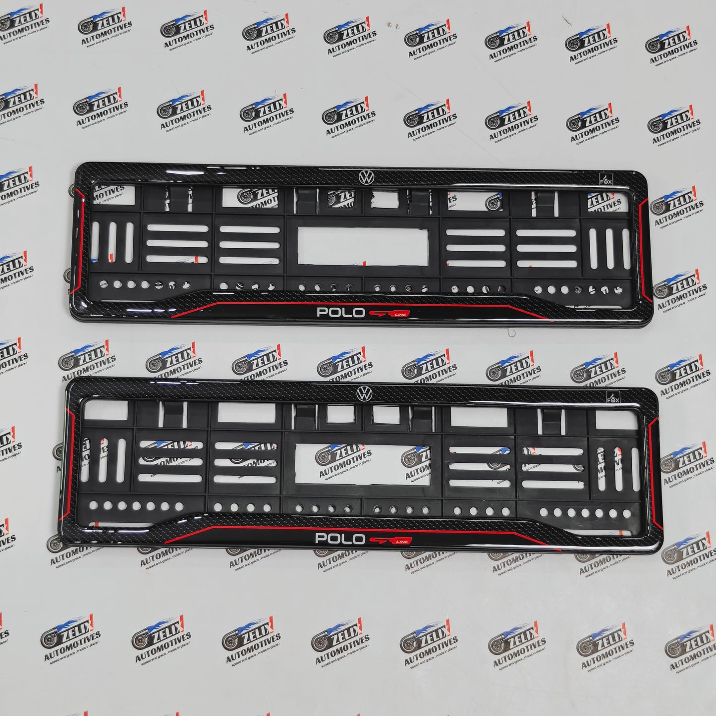 VW Polo Number Plate Frames (Pair) | 3D Carbon Finish