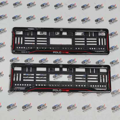 VW Polo Number Plate Frames (Pair) | 3D Carbon Finish