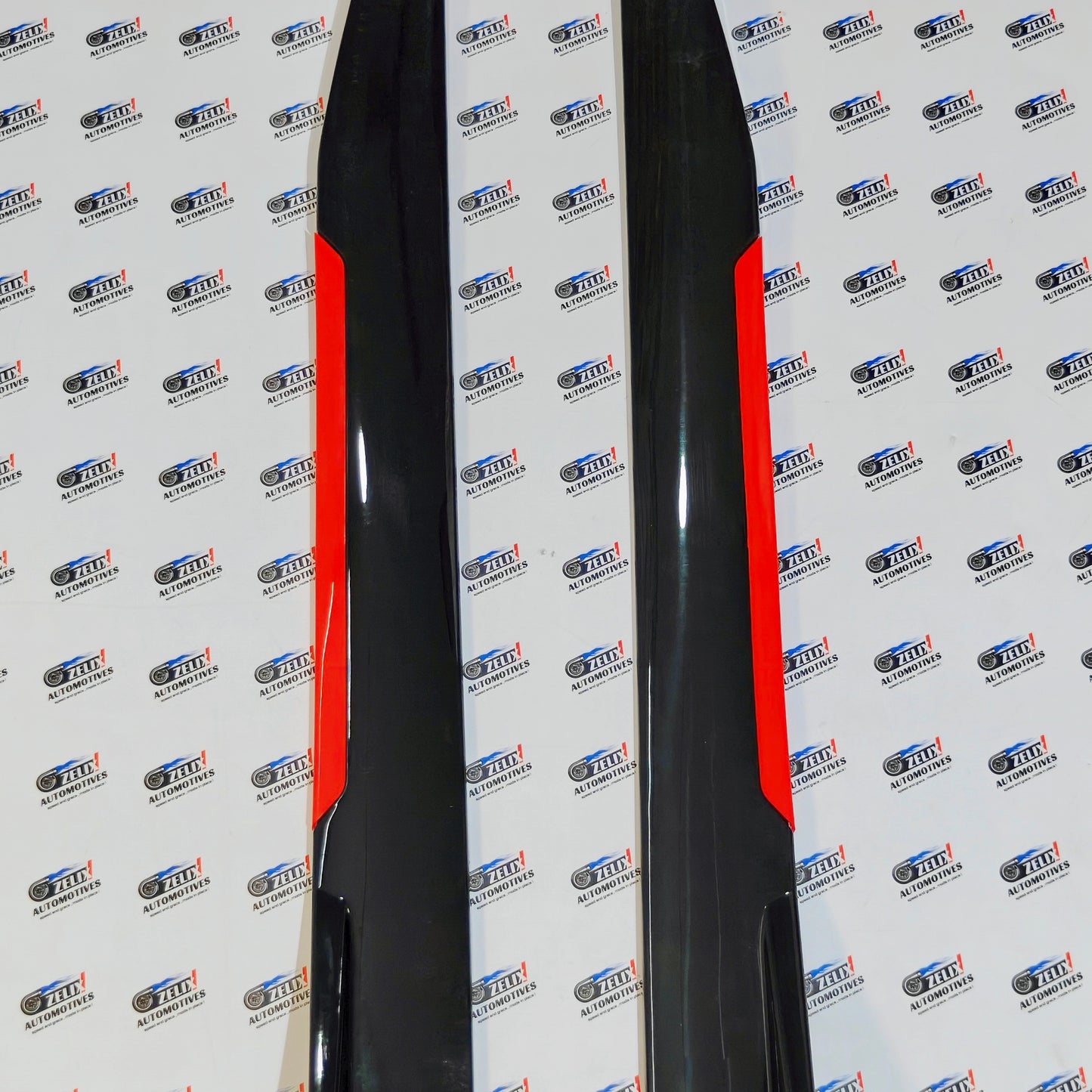 Universal Side Skirts Glossy Black with Red Accent | 120 cm