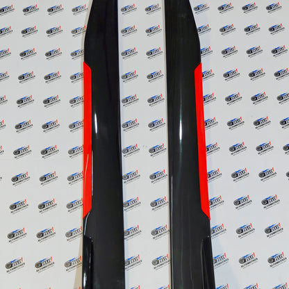 Universal Side Skirts Glossy Black with Red Accent | 120 cm