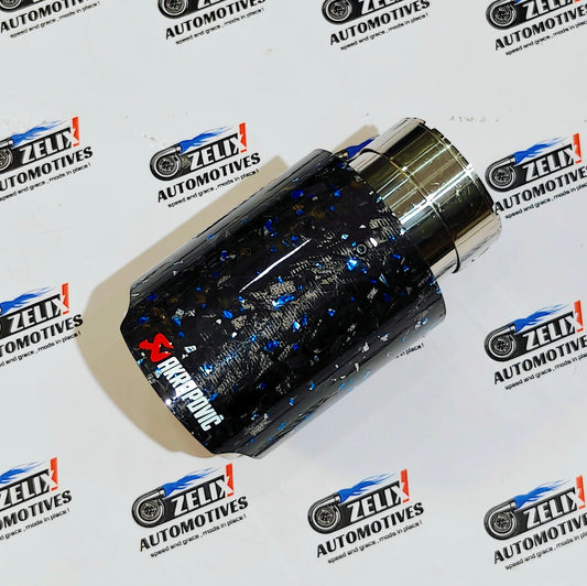 Akrapovic Exhaust Tip | Blue Forged Carbon Single Tip