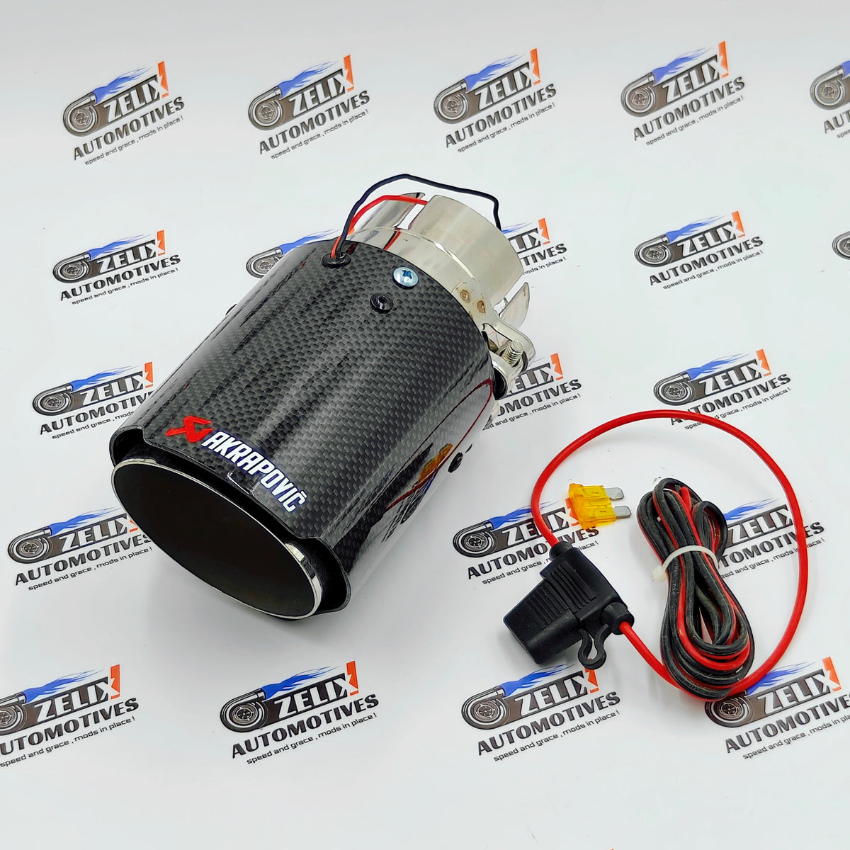 Akrapovic Single Exhaust Tip with Blue LED Illumination