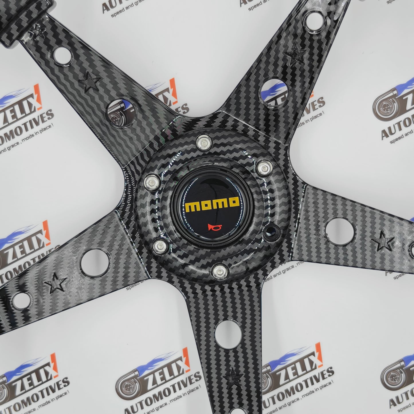 MOMO 5-Spoke Deep Dish Steering Wheel | Carbon Finish