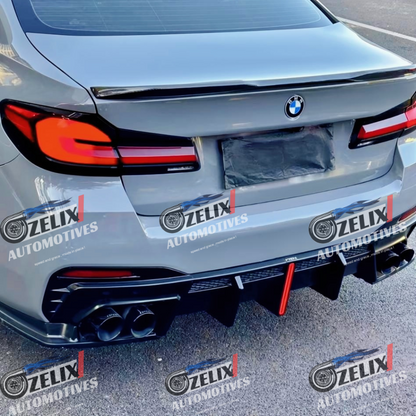 Rear Bumper Diffuser For BMW 5-Series G30 & G38 With Canards | V-TEN