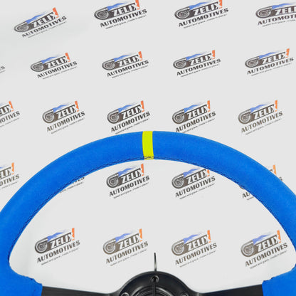 OMP Deep Dish Steering Wheel | Blue Alcantara Finish