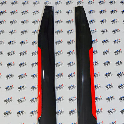 Universal Side Skirts Glossy Black with Red Accent | 120 cm