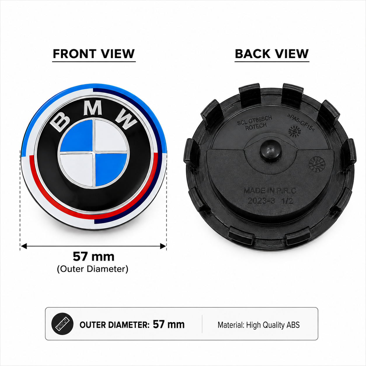 Floating Wheel Caps For BMW | Outer Diameter 57-mm