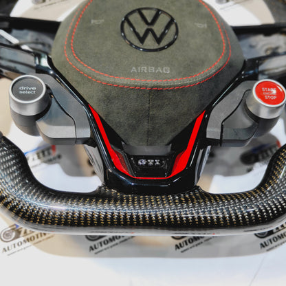 VW Virtus OG Carbon & Alcantara Finish Steering Wheel | with Paddle Shifters & Start Button