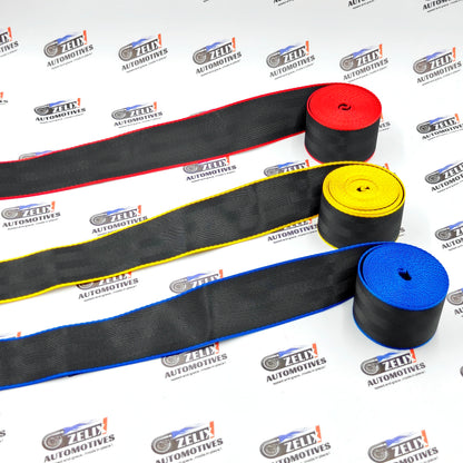 Plain Seat Belts With Black Strap Design (Pair) | Universal Fit