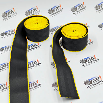 Plain Seat Belts With Black Strap Design (Pair) | Universal Fit