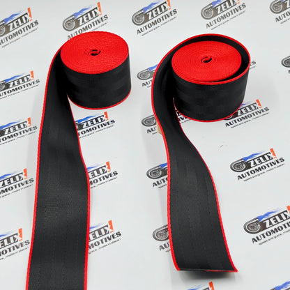Plain Seat Belts With Black Strap Design (Pair) | Universal Fit