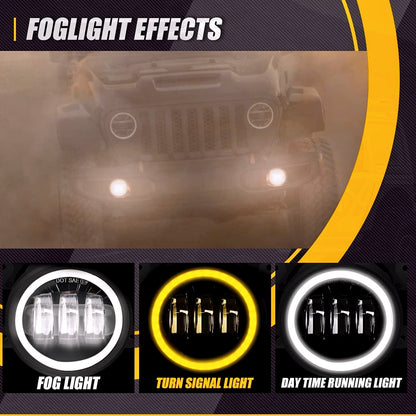 Universal Amber Ring DRL Fog Light With 3 Modes | Plug & Play