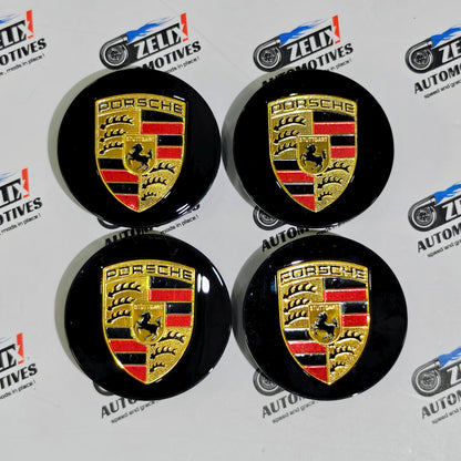 Porsche Wheel Center Caps | OEM-Style and Black Premium  Set of-4