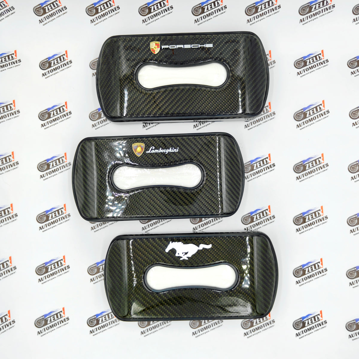Original Carbon Finish Car Tissue Box for Porsche, Lamborghini & Mustang