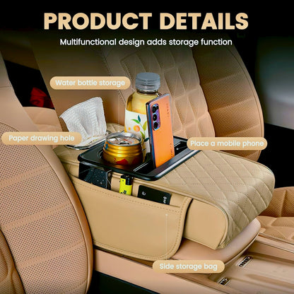 Armrest Organizer Leather Finish | Multi-Function Storage Box