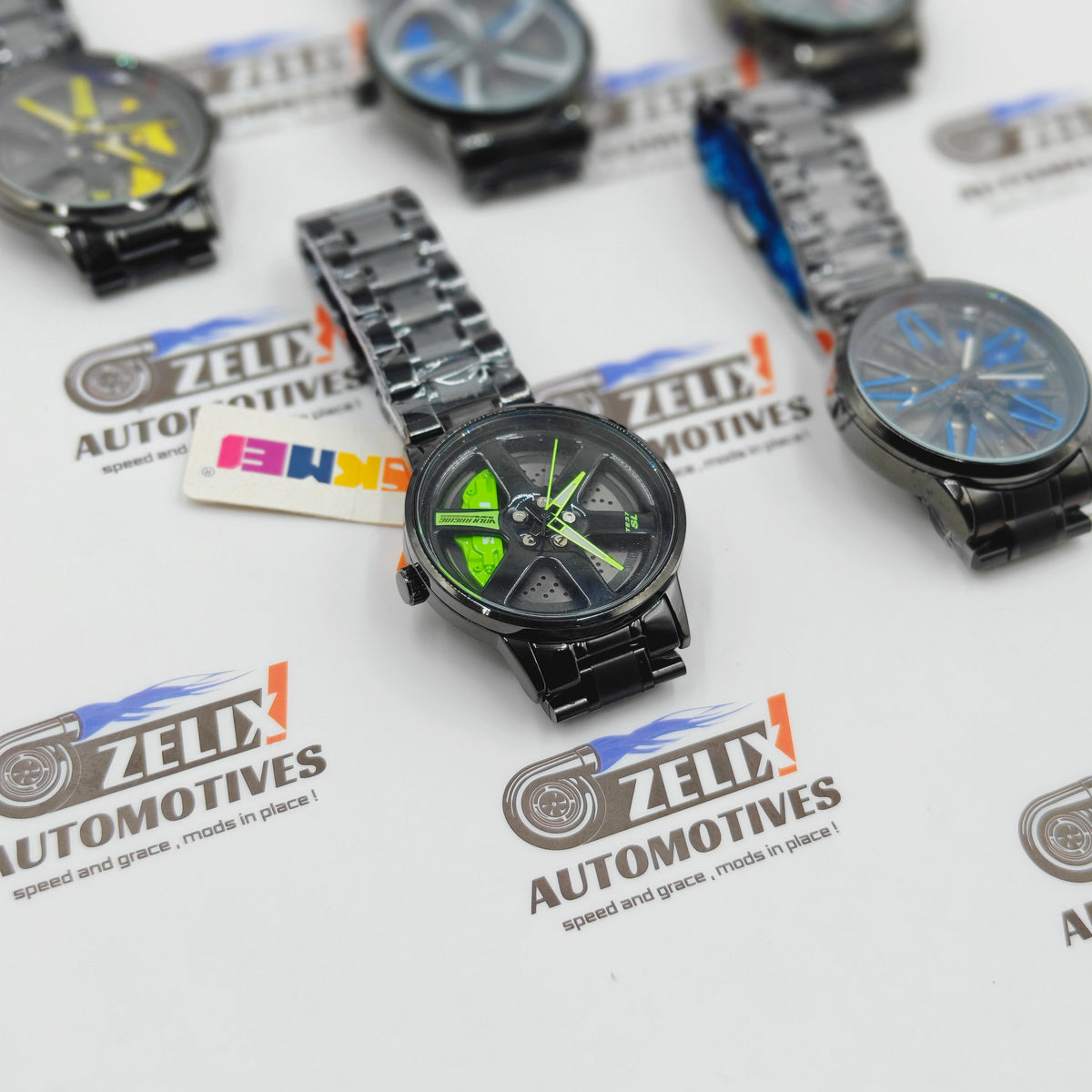 Alloy Wheel Rolling Design Analog Wrist Watch | Premium Black Finish