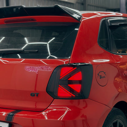 VW POLO Union-Style Tail Lights | Aftermarket Tail Lights With Welcome Feature Smoked+Red Finish