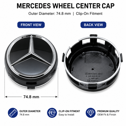 Mercedes Wheel Caps | Outer Diameter 74.8-mm