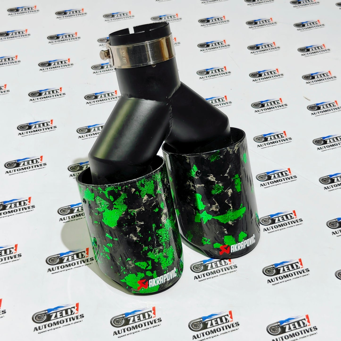 Akrapovic Exhaust Tip | Green Forged Carbon Dual Tip