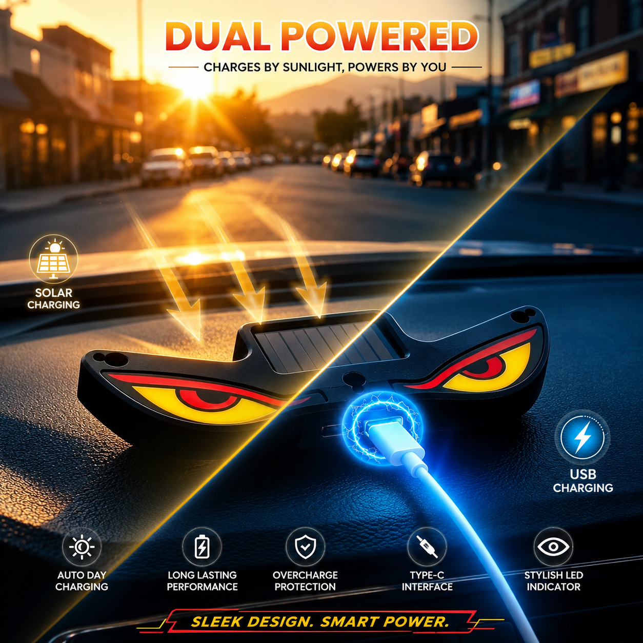 Evil Eye LED Car Window Light | Solar & USB Rechargeable