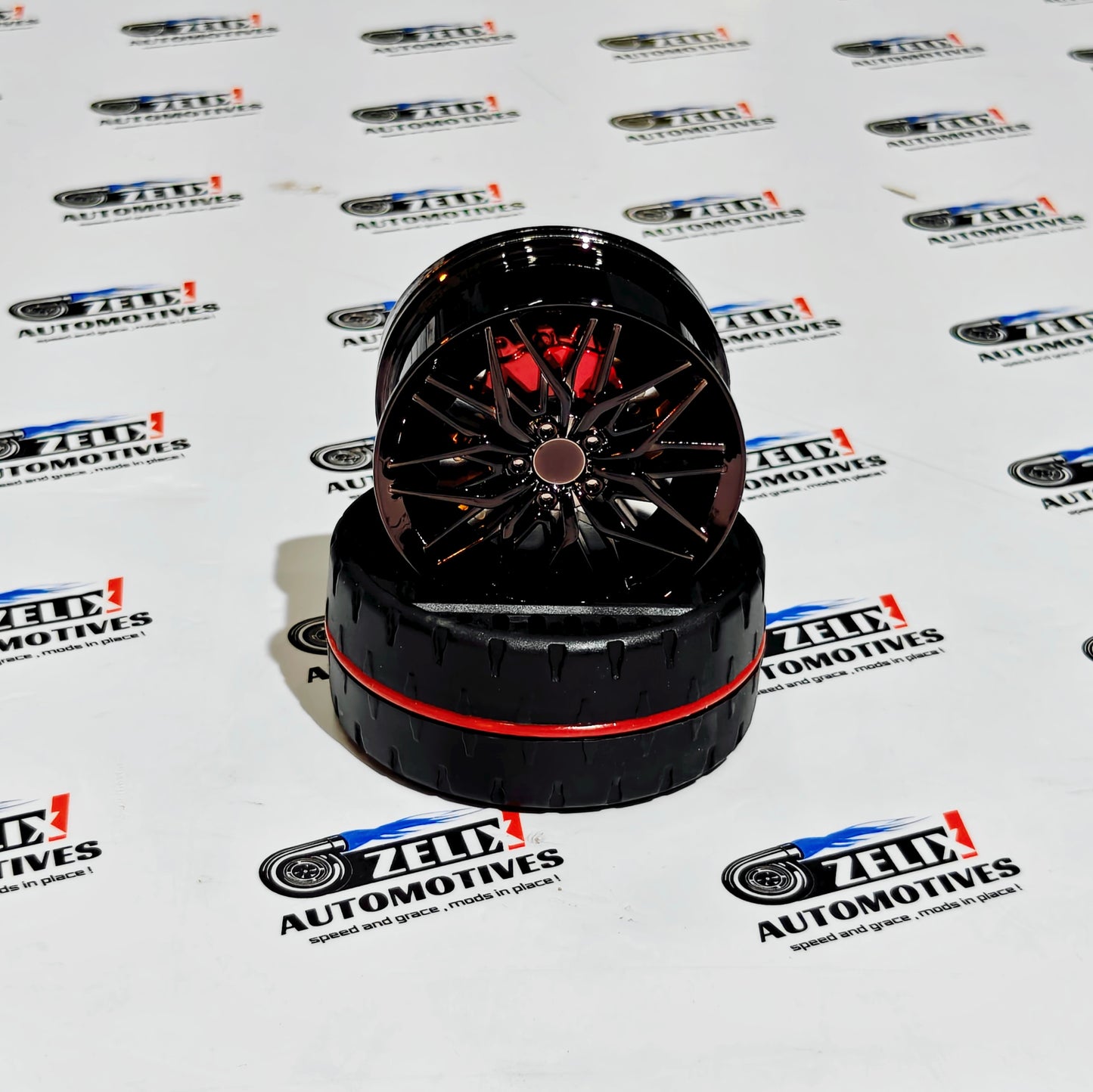 Solar Alloy Wheel Car Air Freshener – Rotating Dashboard Perfume
